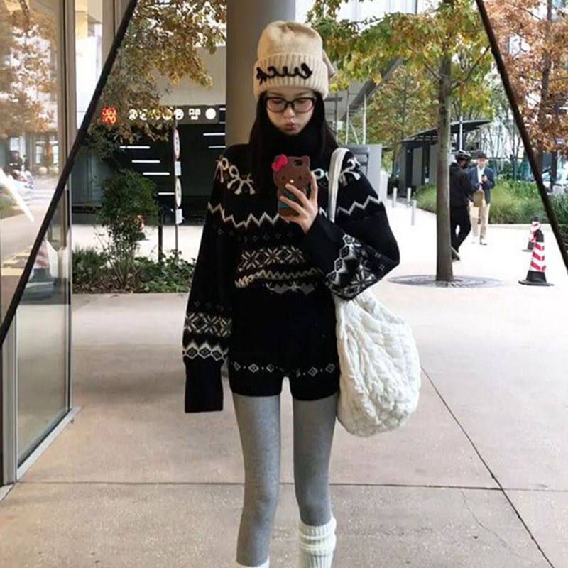 费尔岛软糯复古设计感黑色高领蝴蝶结提花毛衣女秋冬针织长袖上衣,女装/女士精品,时尚套装,淘宝优惠券,粉丝福利购,淘宝优惠卷