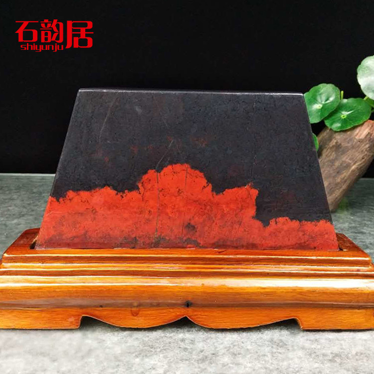 桂林鸡血石观赏石红碧玉天然奇石玉石黑地红摆件风水石包邮