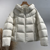 云朵泡芙羽绒服女短款 连帽加厚面包服外套冬季 保暖高品质韩系90绒