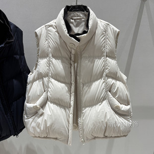 洋气韩范羽绒马甲女时尚针织拼接小立领2025秋冬新款鸭绒背心外穿