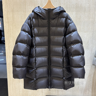 高档云朵排骨羽绒服女中长款连帽加厚保暖90白鸭绒外套冬季新款爆