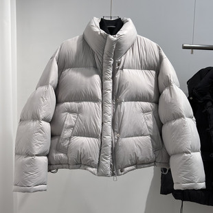 小个子短款羽绒服女新款2024韩版立领加厚泡芙感白鹅绒保暖外套潮