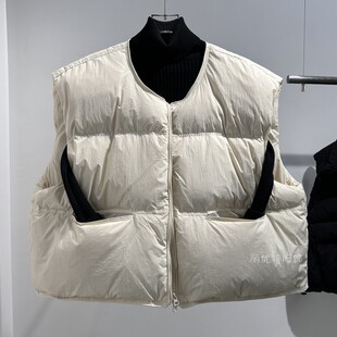 韩版 宽松洋气圆领鸭绒外套潮 羽绒服马甲女2025年秋冬新款 加厚短款