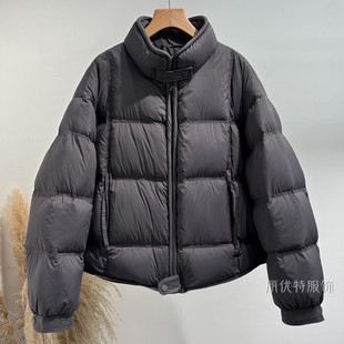 高端商场同款羽绒服女短款宽松休闲加厚立领冬季新款韩版面包外套