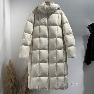 韩式云朵泡芙羽绒服女长款过膝连帽95白鸭绒加厚保暖冬大被子外套