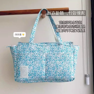 12cm 蓝色碎花单肩手提收纳包