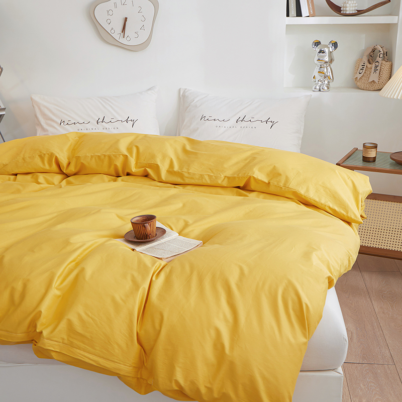 造梦家居黄色纯棉被套100%全棉单件宿舍单人学生被罩双人被芯套