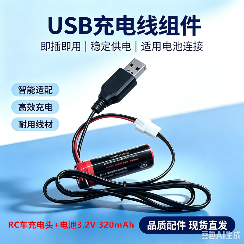 HFC1650耀西卡丁3.2V 700mAh磷酸铁锂电池USB充电套装RC车 充电线