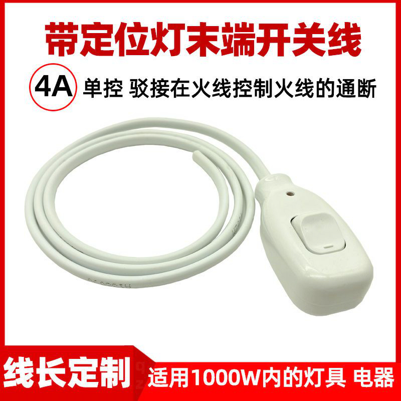 新款带指示灯4A单控末端开关带线吊灯台灯吊扇抽风床头开关延长线 电子/电工 遥控开关 原图主图