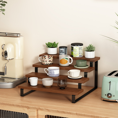 阶梯展示架木质铁艺阶梯多层桌面水杯置物架香水收纳架手办陈列架