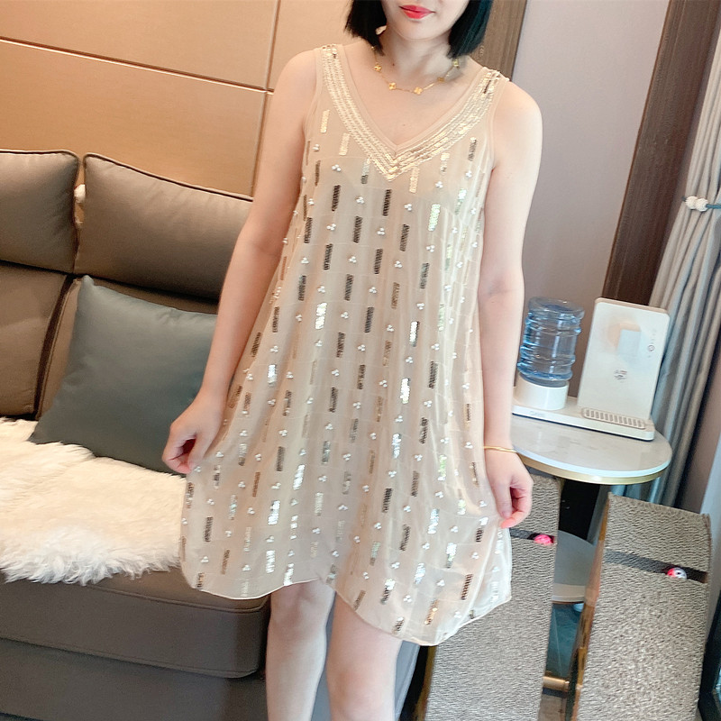 夏季无袖背心长款蕾丝衫雪纺薄款女2023韩版新款大码遮肚女装宽松