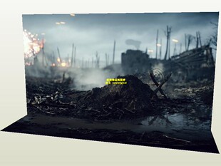 1比12 18 一战战场战壕战区士兵人偶场景背景纸模型