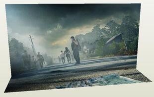 1比6 12寸行尸走肉达里尔瑞克生化危机背景纸兵人模型地台场景