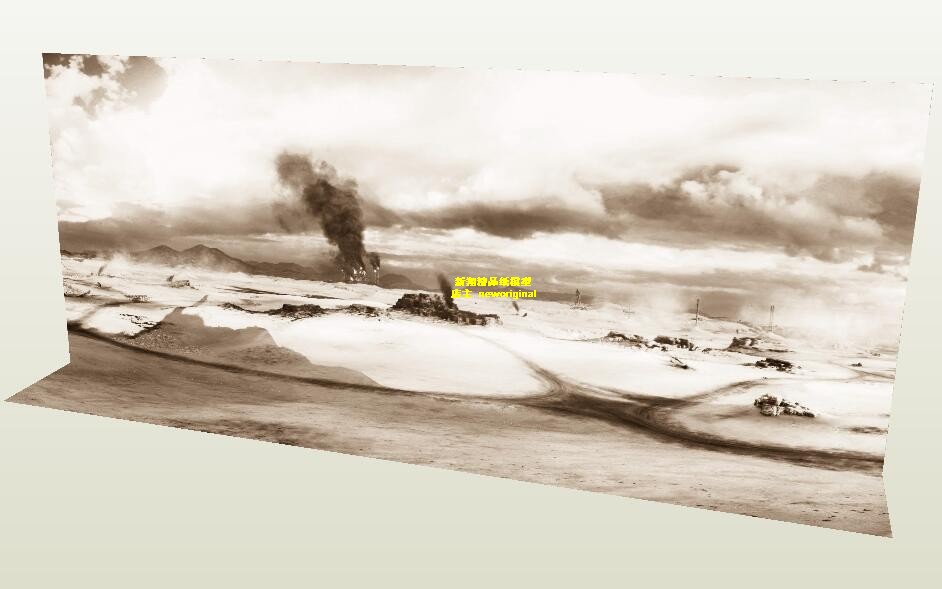 疯狂麦克斯沙漠废墟城市士兵人偶场景背景纸模型