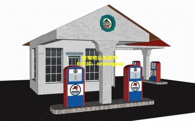 1比64 43加油站修理车间停车库汽车停车场汽车场景 车模场景模型