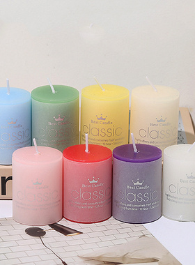 直径五厘米生日求婚蓝色绿色红色紫色黄色粉色圆柱形香味香薰蜡烛