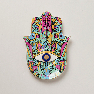 法式高级感图腾手掌法蒂玛之手陶瓷托盘首饰装饰盘碟子高颜值摆件