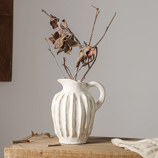 复古侘寂风中式日式北欧艺术感釉陶花器水培陶瓷花瓶民宿装饰摆件