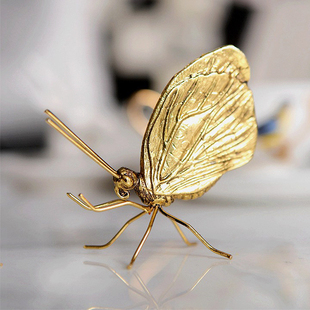 轻奢金属小动物蝴蝶甲壳虫蚂蚁恐龙骨架蝎子蜥蜴中式 饰品摆件 龙装