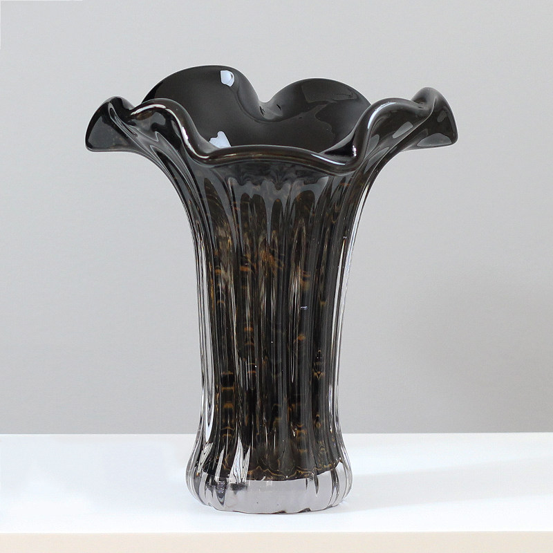 中古欧式皱褶花瓣琉璃玻璃花器