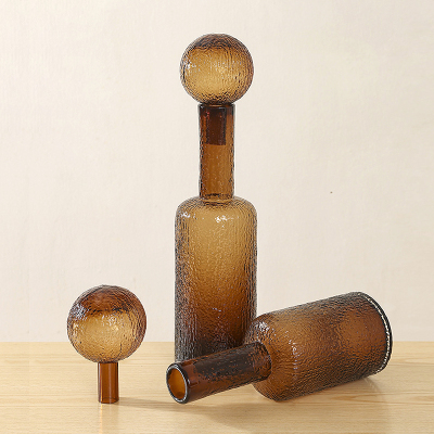 意式轻奢高级感锤纹几何玻璃樽