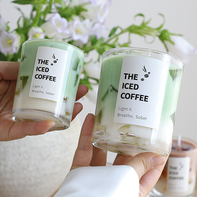 小清新果冻冰咖啡玻璃杯香薰蜡烛