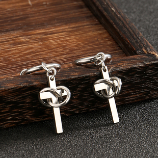 制裁捆绑十字架耳环男潮朋克哥特亚比吊坠耳饰耳夹女耳钉耳坠