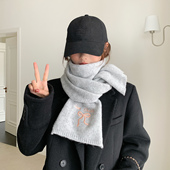 灰色围巾女冬季 2025新款 女生韩系氛围感百搭学生护颈女士围脖加厚