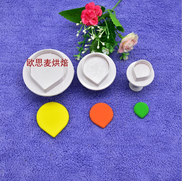 3pcs水滴弹簧模 马蹄莲饼干模具 DIY蛋糕模具 环保材质