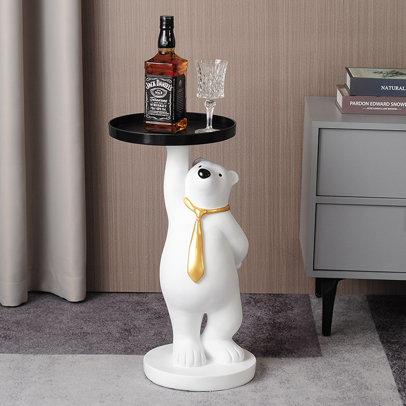 客厅大型落地摆件托盘迎宾北极熊落地电视机柜旁沙发旁边创意大号