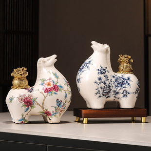 新中式陶瓷马摆件客厅电视柜酒柜装饰品办公室马上有钱乔迁礼物