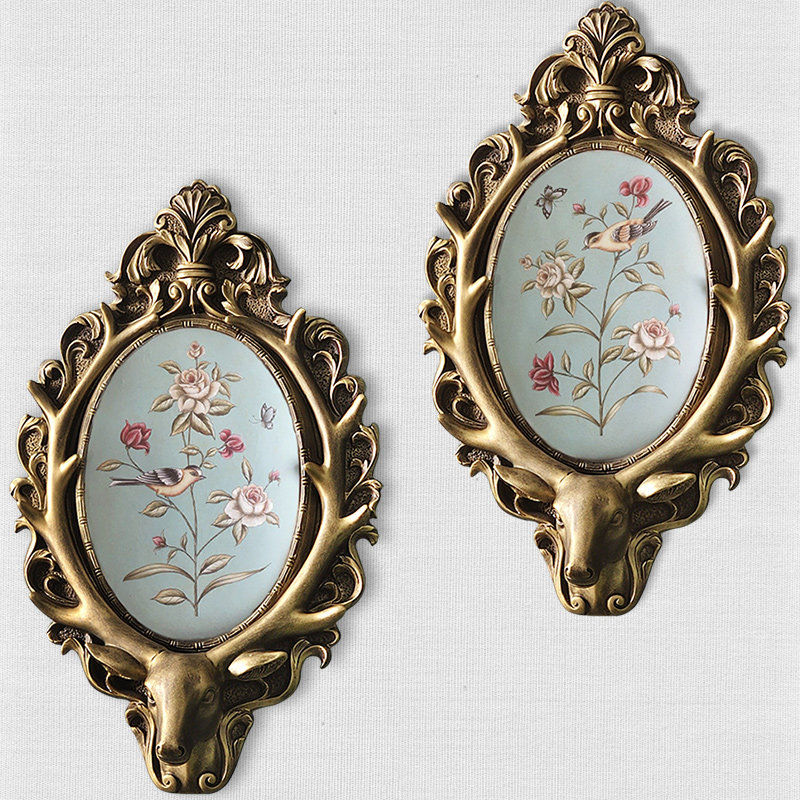 欧式美式挂件鹿头壁挂壁饰招财客厅墙上墙面墙壁装饰电视墙背景墙