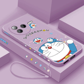 适用红米K80至尊版 手机壳新款 小米RedmiK80Pro超薄液态硅胶软壳女K8O镜头全包防摔Por卡通创意保护套招财哆啦