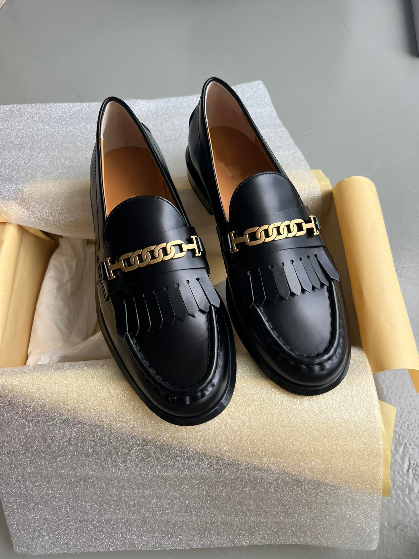 高版土豆丝乐福鞋女麻花扣真皮单鞋粗跟一脚蹬英伦风豆豆鞋小皮鞋