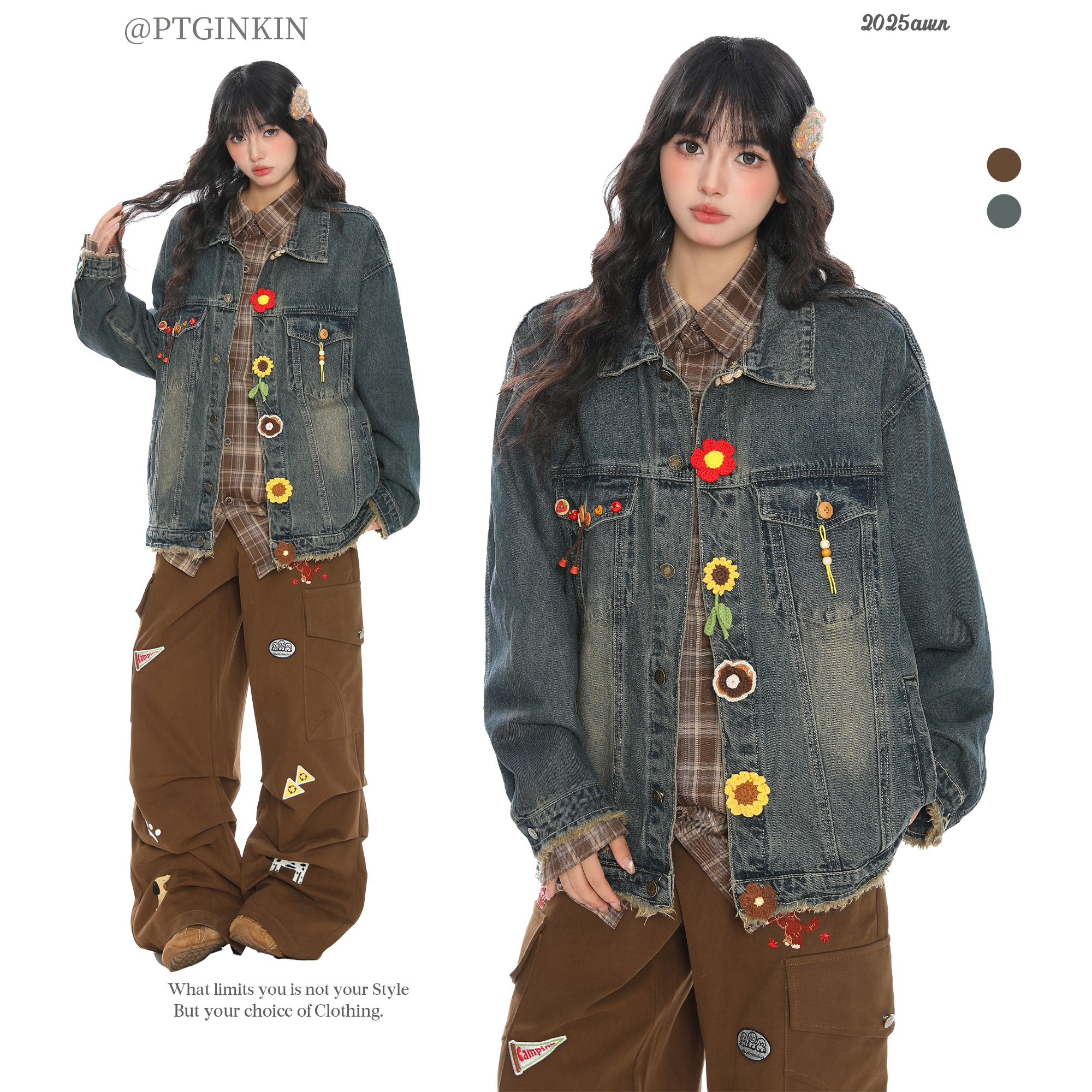 美式复古水洗做旧小众牛仔外套女