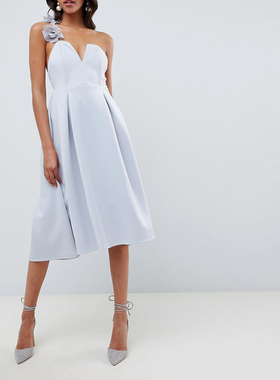 出口原单灰色空气层抹胸V领露背加肥加大码女装晚礼服连衣裙年会