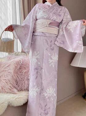 GRL  日本和服浴衣 传统款腰部折叠  涤纶材质唯美紫色