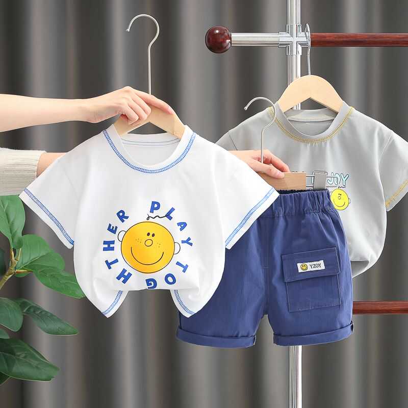 婴儿短袖套装纯棉衣服男童夏装女童儿童夏季半袖两件套宝宝韩版潮