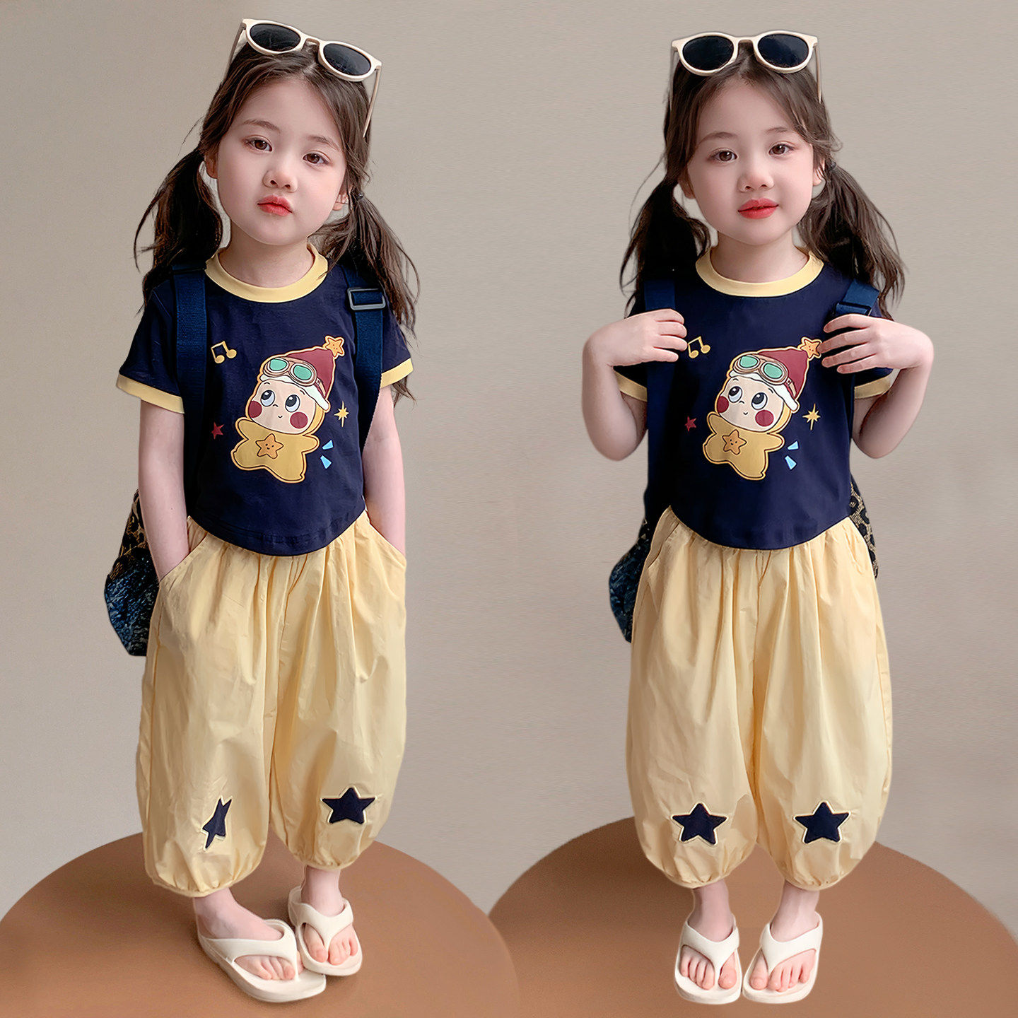 女童夏季短袖套装女宝宝夏天衣服图片