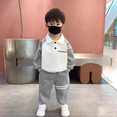 拼色韩版潮春秋帅气小男神两件套