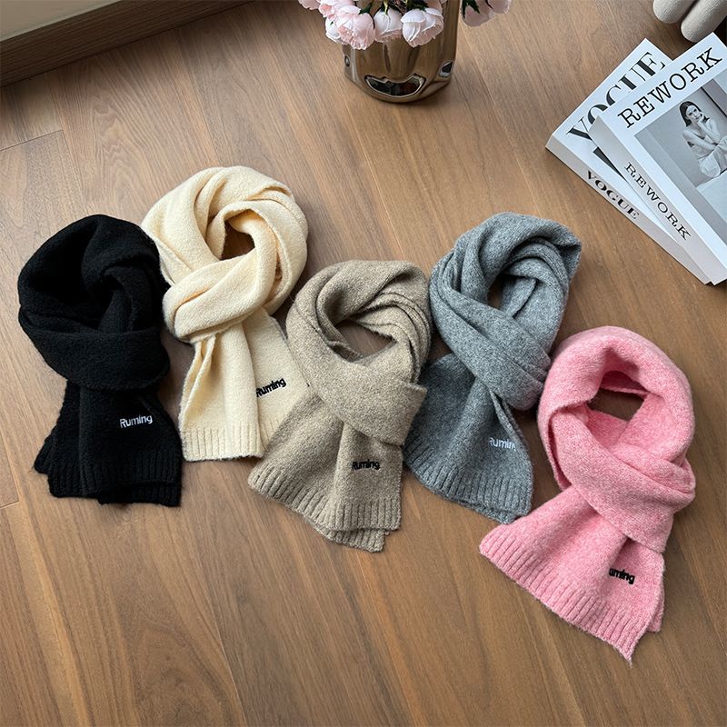 日系可爱短款小围巾女冬季保暖百搭学生围脖套厚秋冬款男女围巾