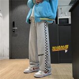 2025秋季新款小众高级感棋盘格裤子高街ins潮格子阔腿裤KZ24-P28，男装休闲裤，星座1703A-1