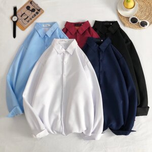 大力主推 5618A加绒-P28冬季男士修身长袖衬衫加厚商务男纯色衬衣图片