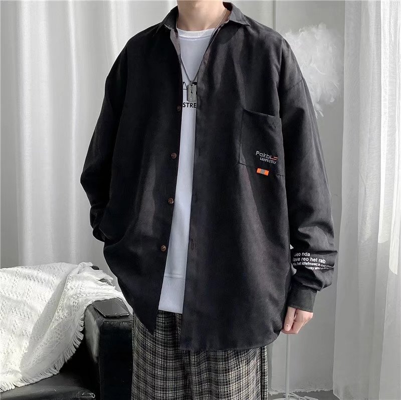 2025秋冬季新款港风工装衬衫男长袖ins潮牌宽松学生衬衣89155-P30,男装衬衫,星座1703A-1