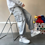 2025春秋季潮牌宽松抽绳束脚工装裤ins潮流休闲直筒裤HK21375-P30，男装工装外套，星座1703A-1