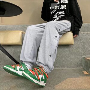 2025春秋季新款排扣裤潮痞帅宽松潮牌华夫格束脚卫裤KZ0630-P30图片