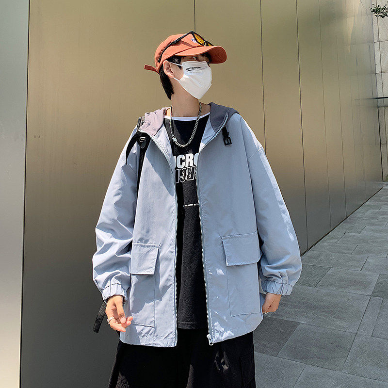 2025春秋新款港风工装外套男连帽潮牌ins宽松拼接夹克衫W1986-P55,男装夹克,星座1703A-1