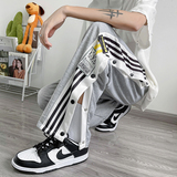 2025春秋新款三条杠美式篮球训练排扣运动拖地休闲裤-K11-P30，男装休闲裤，星座1703A-1