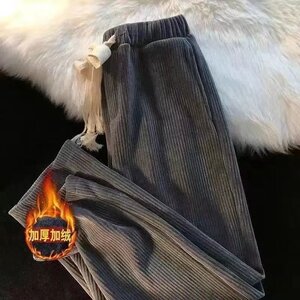 加绒加厚灯芯绒阔腿裤宽松直筒裤高腰休闲ins潮长裤K192加绒-P30图片