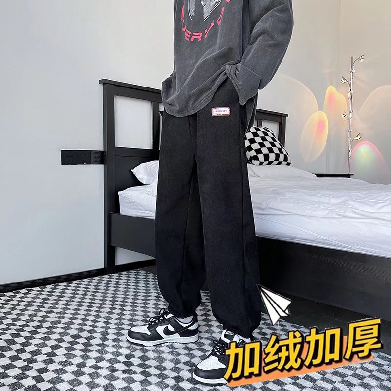 2025秋冬新款加绒宽松阔腿裤潮牌ins情侣加厚休闲裤 KZ12429-P35图片